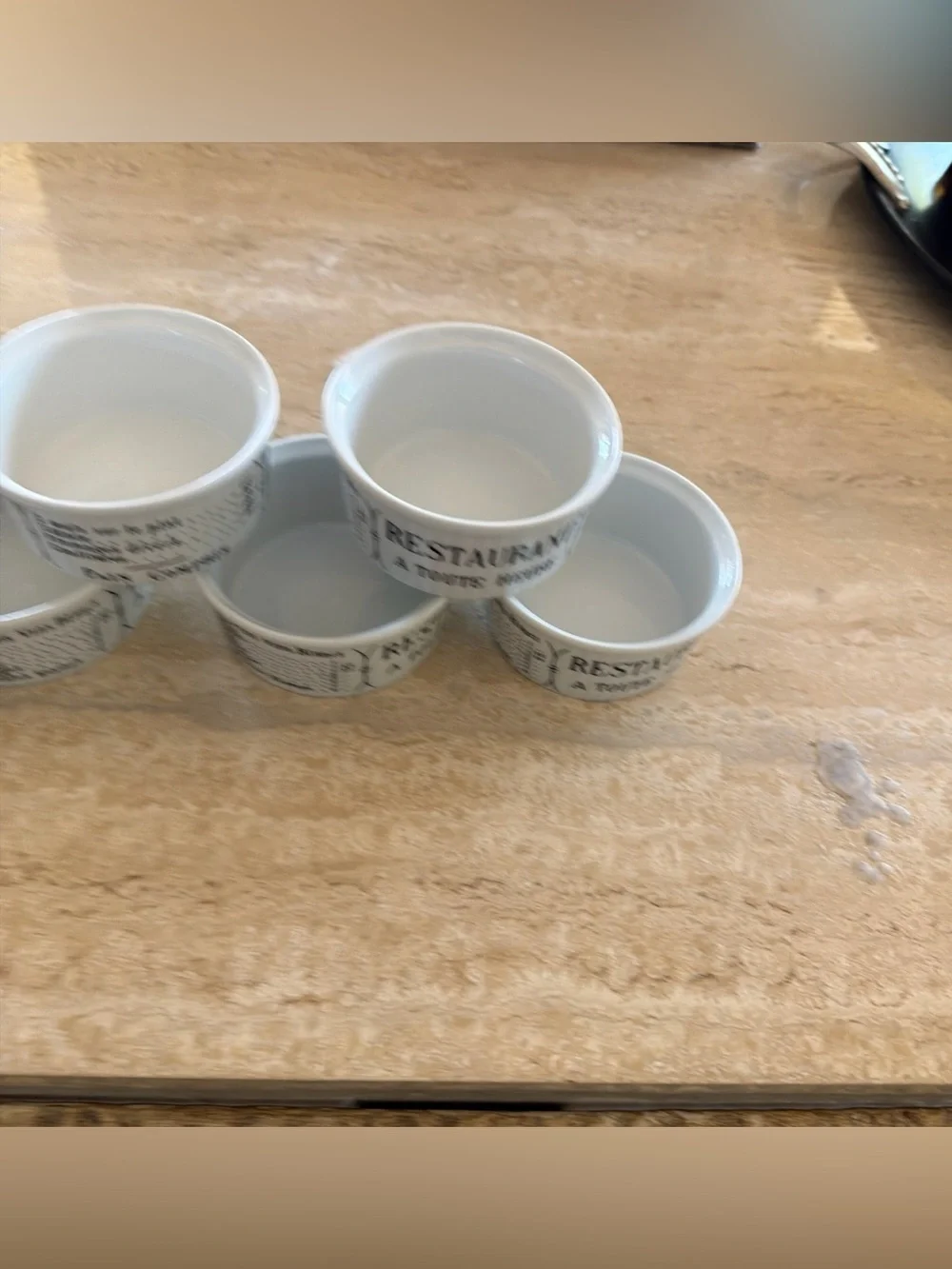 Pillivuyt France Brasserie Ceramic Ramekin Set of 5 Vintage Restaurant Motif